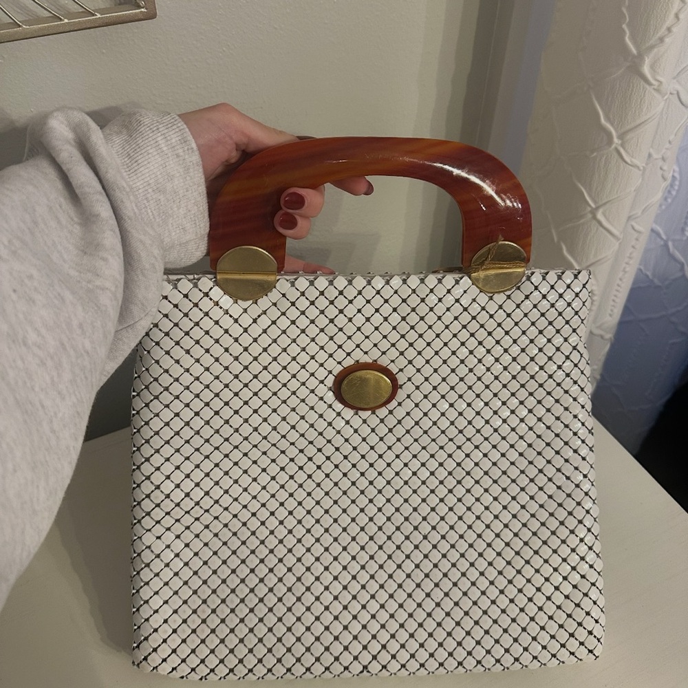Whiting & Davis White and Brown Mini Bag